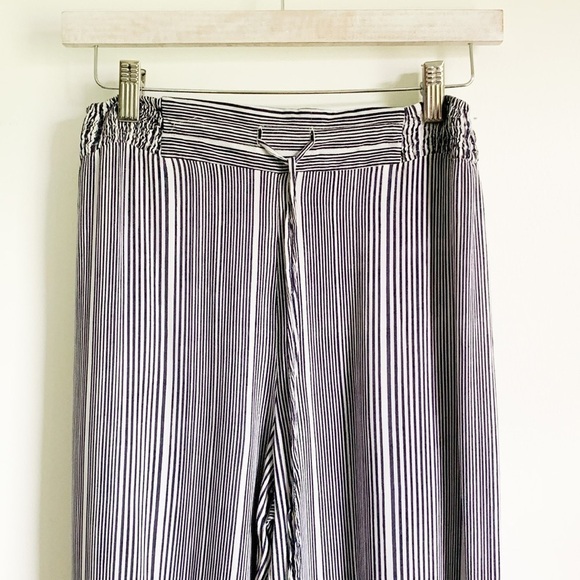 Angie Navy Striped Wide Leg Beach Pants - Picture 2 of 7